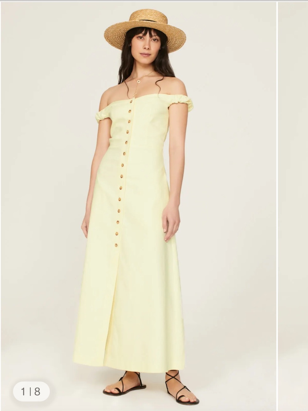 Favorite Daughter Lovesick Off-Shoulder Button-Front Maxi Dress